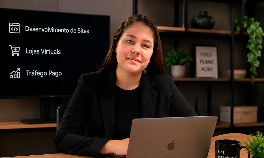 Criação de site institucional responsivo para escritório de advocacia, exibido em um notebook e em um celular.